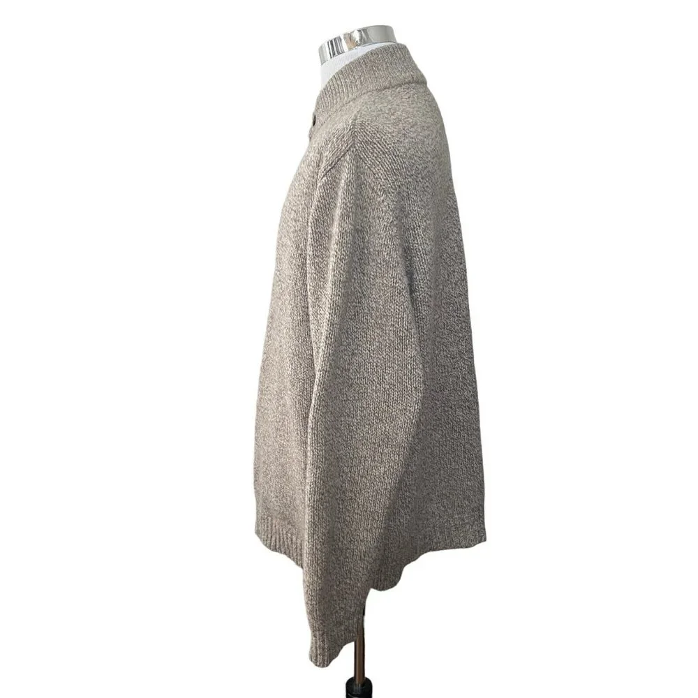 LL Bean Oatmeal Speckle Lambs Wool Knit Henley Front Mens XL - Picture 2 of 6
